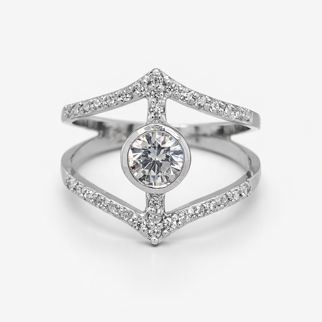 925 TUBE SET CZ MID DBL CZ PAVE ETERNITY RING 16MM <br/>M13889
