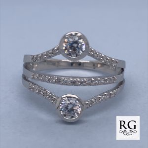 925 DBL CZ TUBE SET TRIP CZ PAVE BAND RING - 16MM  <br/>M13890