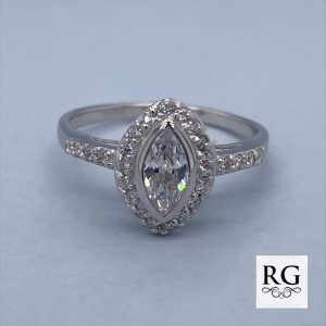 925 MARQUISE CZ PAVE HALO RING - 12MM <br/>M13891