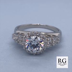 925 CZ PAVE MILLGRAIN HALO RING - 10MM <br/>M13892