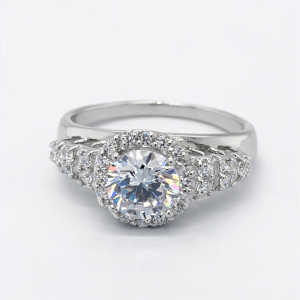 925 CZ PAVE MILLGRAIN HALO RING - 10MM <br/>M13892