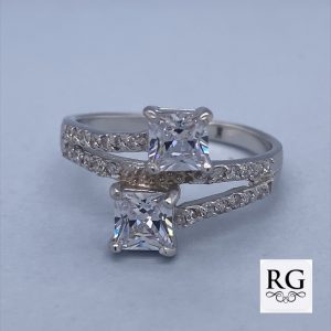 925 DBL SQ CZ PAVE CROSS OVER RING - 13MM <br/>M13896