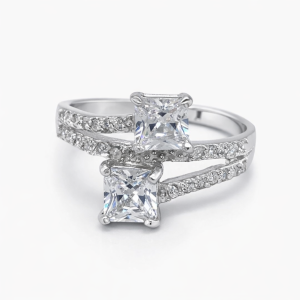 925 DBL SQ CZ PAVE CROSS OVER RING - 13MM <br/>M13896