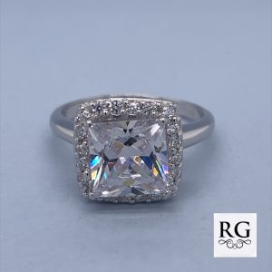 925 SQ CZ PAVE HALO RING - 12MM <br/>M13897
