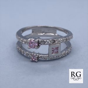 925 PK+WH RND+SQ CZ PAVE DBL ETERNITY RING - 8MM <br/>M13906