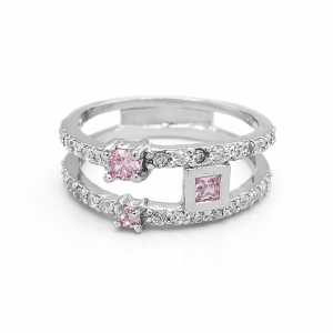 925 PK+WH RND+SQ CZ PAVE DBL ETERNITY RING - 8MM <br/>M13906