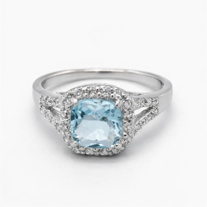 925 SQ BLUE CZ PAVE SPLIT SHANK RING - 10MM <br/>M13907