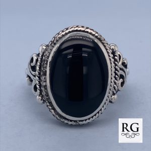 925 OXI OVAL BLACK ENAMEL VINTAGE RING - 19MM <br/>M13909