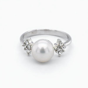 925 FRESHWATER PEARL+CZ PAVE RING - 8MM <br/>M13910