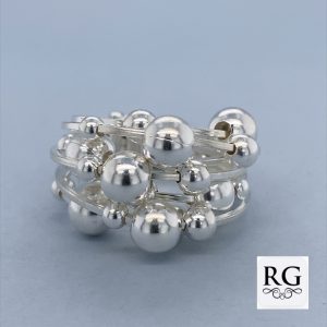 925 DIFF SIZE BALLS 7 STRAND RING - 17MM <br/>M13911