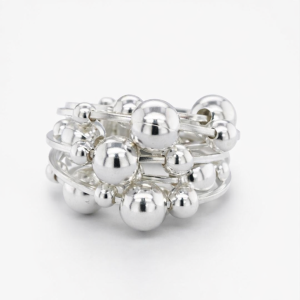 925 DIFF SIZE BALLS 7 STRAND RING - 17MM <br/>M13911