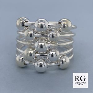 925 SLIDING BALLS ON WIRE RING - 20MM <br/>M13912