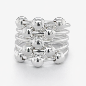 925 SLIDING BALLS ON WIRE RING - 20MM <br/>M13912