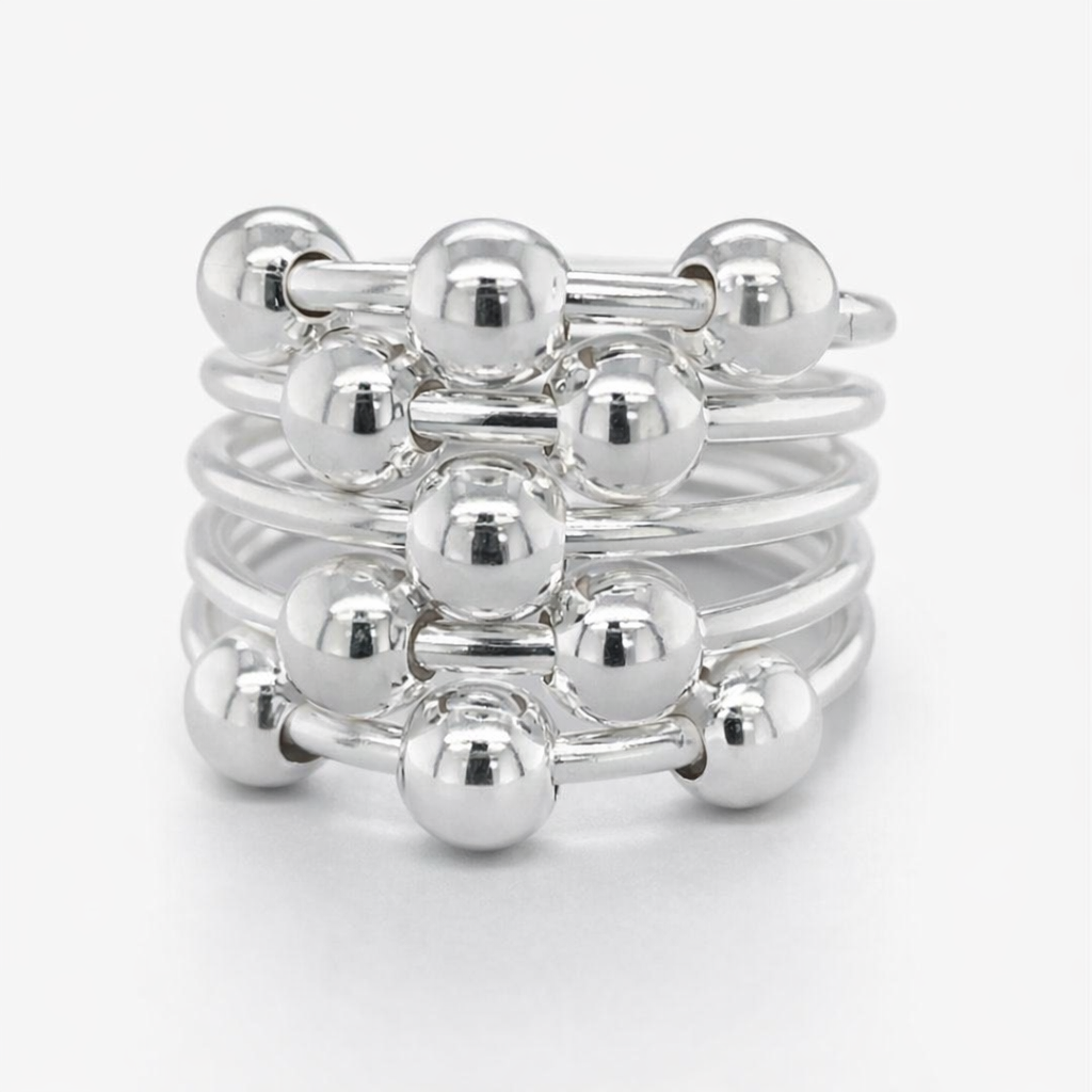925 SLIDING BALLS ON WIRE RING - 20MM <br/>M13912