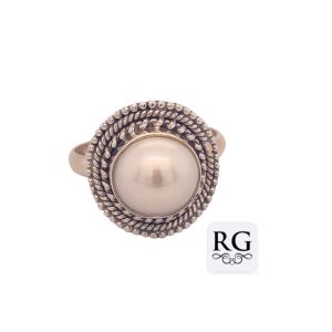 925 OXI FW PEARL TUBE SET VINTAGE RING - 17MM <br/>M13922