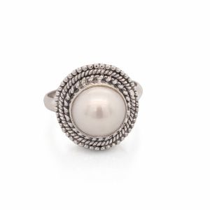 925 OXI FW PEARL TUBE SET VINTAGE RING - 17MM <br/>M13922