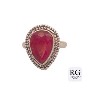 925 OXI TEARDROP RED AGATE VINTAGE RING - 20MM <br/>M13928