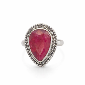 925 OXI TEARDROP RED AGATE VINTAGE RING - 20MM <br/>M13928