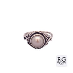 925 OXI WH FW PEARL VINTAGE RING - 10MM <br/>M13940