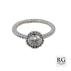925 CZ MILLGRAIN ROPE ETCH RING - 9MM <br/>M13944