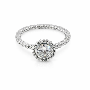 925 CZ MILLGRAIN ROPE ETCH RING - 9MM <br/>M13944
