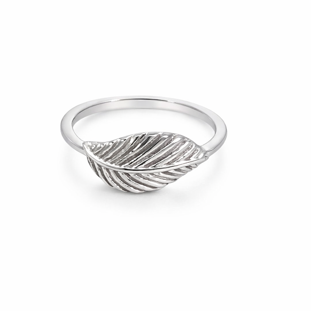 925 ETCHED SINGLE LEAF RING - 8MM <br/>M13945