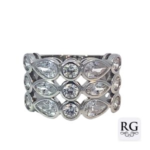 925 RND+T/DROP CZ PAVE 3 STRAND RING - 15MM <br/>M13952