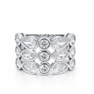 925 RND+T/DROP CZ PAVE 3 STRAND RING - 15MM <br/>M13952
