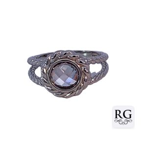 925 FACETED CZ DBL ROPE ETCH RING - 13MM <br/>M13954