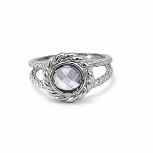 925 FACETED CZ DBL ROPE ETCH RING - 13MM <br/>M13954