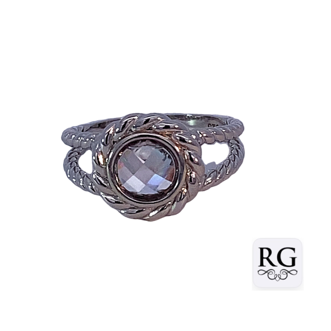 925 FACETED CZ DBL ROPE ETCH RING - 13MM <br/>M13954