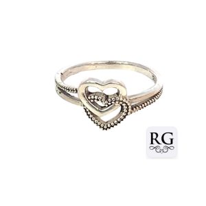 925 OXI DBL OPEN CUT HEART RING - 11MM <br/>M13955