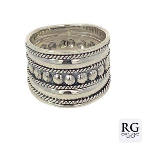 925 OXI ROPE+BALLS BOHO RING - 16MM  <br/>M13966
