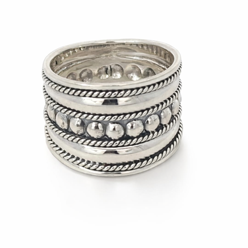 925 OXI ROPE+BALLS BOHO RING - 16MM <br/>M13966