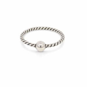 925 OXI BALL ON TWISTED ROPE RING - 2MM+5 <br/>M13974
