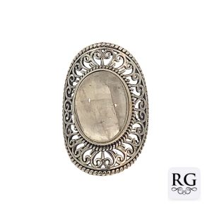 925 OVAL MOONSTONE FILIGREE BOHO RING - 30MM <br/>M13975