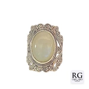 925 OXI OVAL MOONSTONE FILIGREE BOHO RING - 30MM <br/>M13978