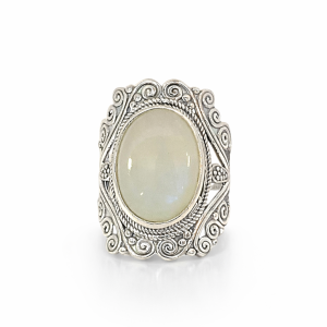 925 OXI OVAL MOONSTONE FILIGREE BOHO RING - 30MM <br/>M13978