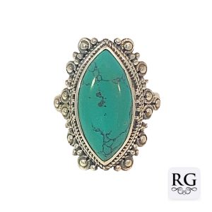 925 OXI MARQUISE TURQ PASTE FIL BOHO RING - 28MM <br/>M13981