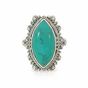 925 OXI MARQUISE TURQ PASTE FIL BOHO RING - 28MM <br/>M13981