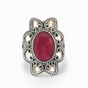 925 OXI OVAL RED AGATE FILIGREE  BOHO RING - 29MM <br/>M13983
