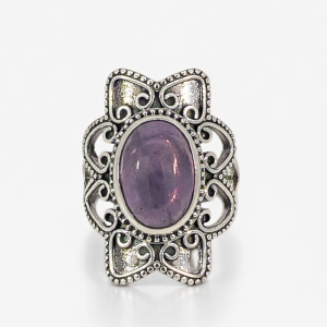 925 OXI OVAL AMETHYST FILIGREE  BOHO RING - 29MM <br/>M13984