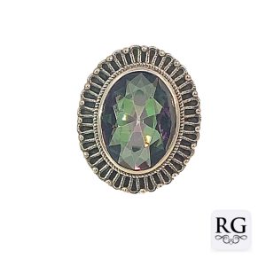 925 OXI OVAL MYSTIC QRTZ FILIGREE BOHO RING - 25MM <br/>M13985