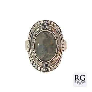 925 OXI OVAL LABRADORITE FILIGREE BOHO RING - 25MM <br/>M13986