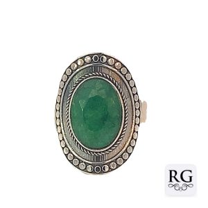 925 OXI OVAL MOONSTONE FILIGREE BOHO RING - 25MM <br/>M13987