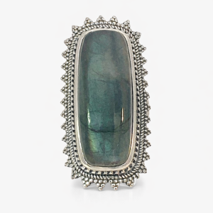 925 OXI RECT LABRADORITE FILIGREE BOHO RING - 40MM <br/>M13989