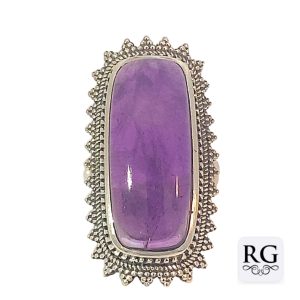 925 OXI RECT AMETHYST FILIGREE BOHO RING - 40MM <br/>M13990