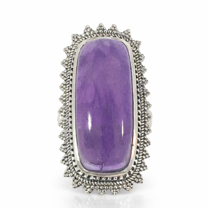 925 OXI RECT AMETHYST FILIGREE BOHO RING - 40MM <br/>M13990