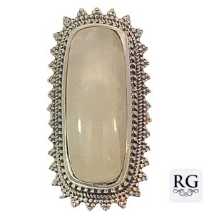 925 OXI RECT MOONSTONE FILIGREE BOHO RING - 40MM <br/>M13991P