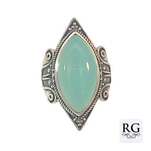 925 OXI MARQUISE CALCEDONY BOHO RING - 32MM <br/>M13992